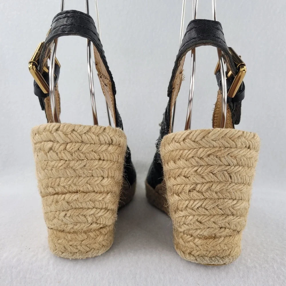 Apepazza Sandals Womens 6 Blue Rodano Espadrille Canvas‎ Heels Wedge Hemp Beach